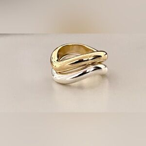 Elegant Gold and Silver Twisted Ring